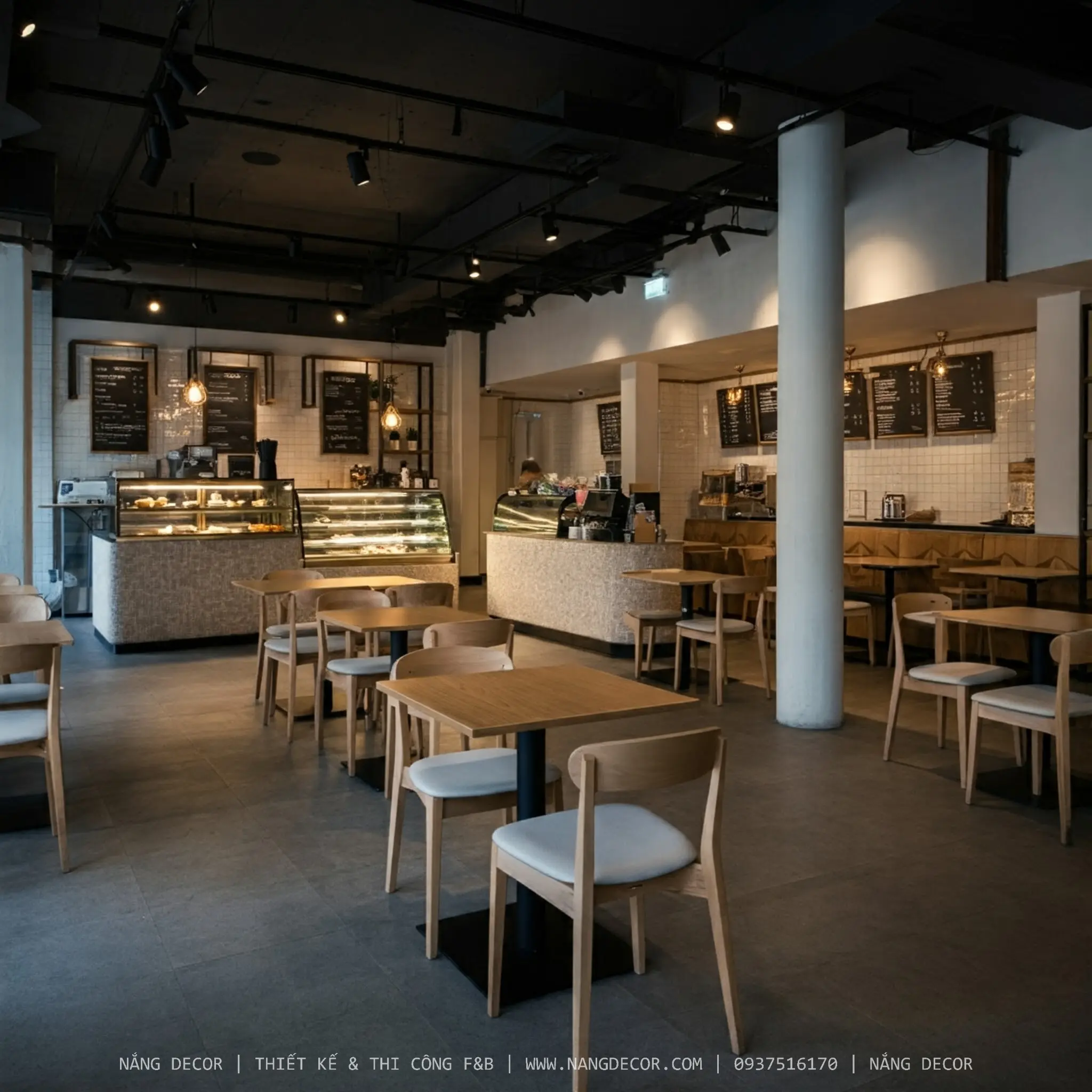 nang decor thi cong mau quan cafe dep thu hut khach