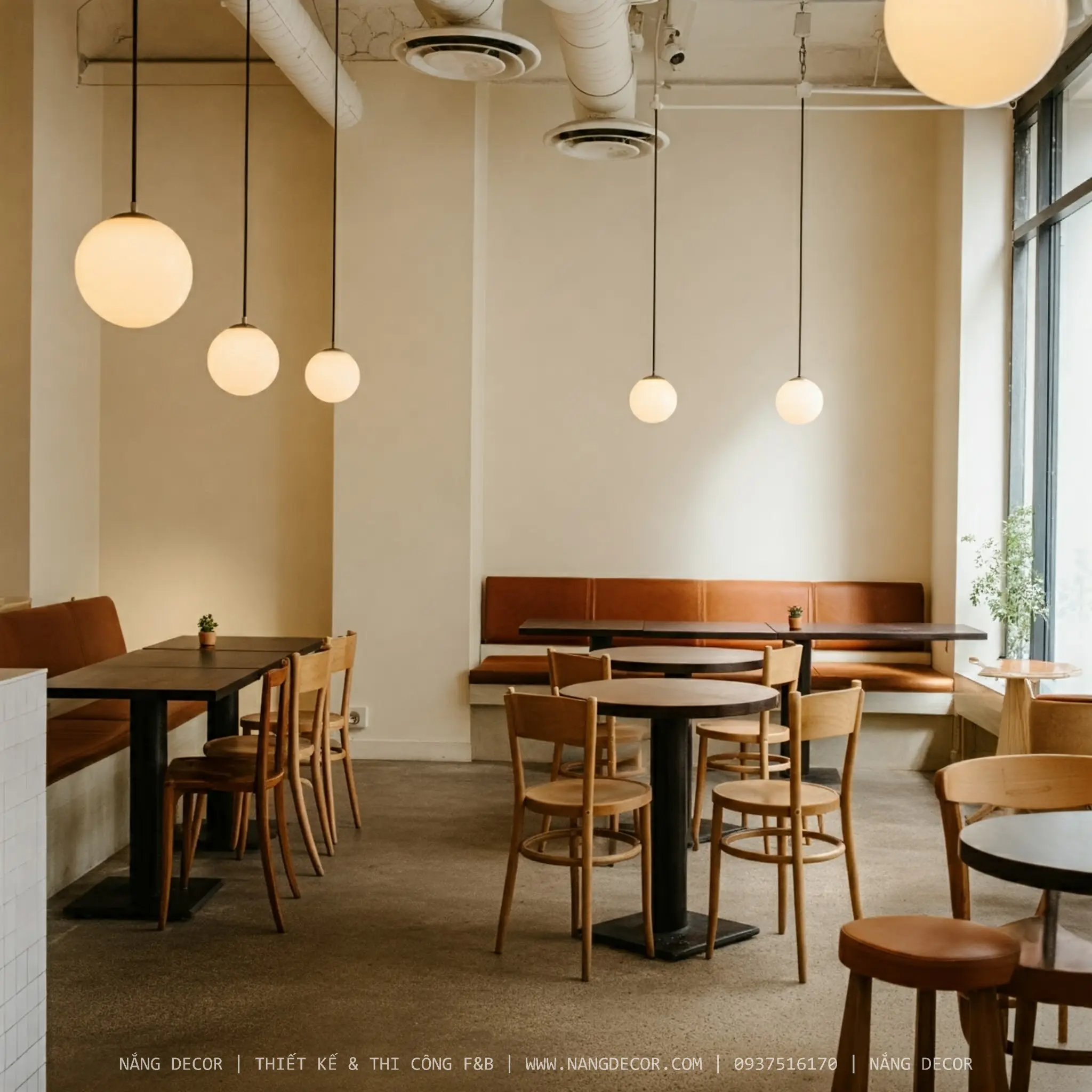 Mẫu thiết kế quán cafe nhỏ sử dụng tông màu trắng và ánh sáng tự nhiên tạo cảm giác rộng rãi.