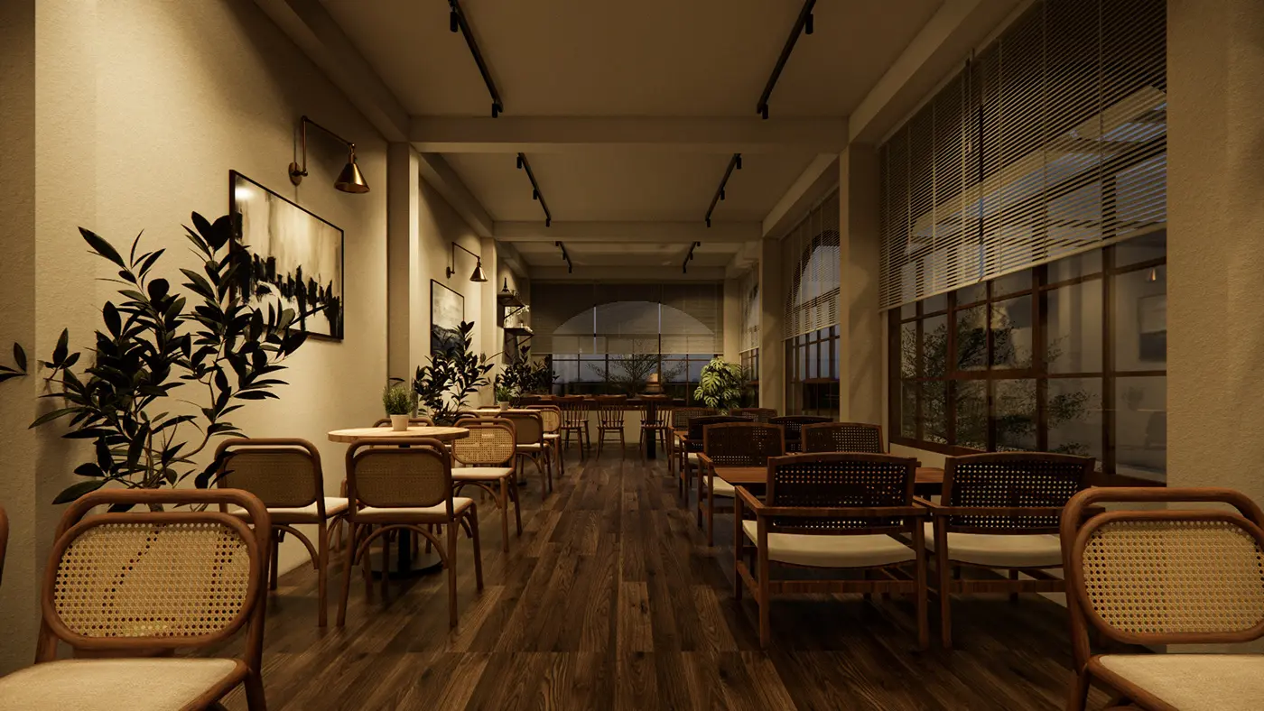 Mẫu thiết kế quán cafe sân vườn với tiểu cảnh nước độc đáo.