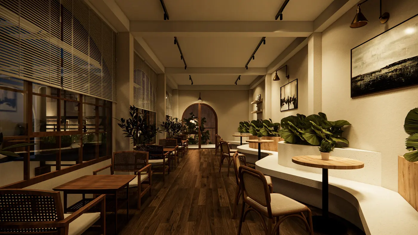 Mẫu quán cafe mini tối ưu không gian với nội thất thông minh và tiện ích.