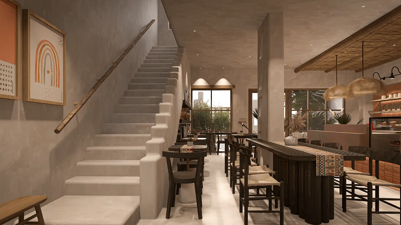 Ánh sáng ấm cúng vào buổi tối tại quán cafe sân vườn.