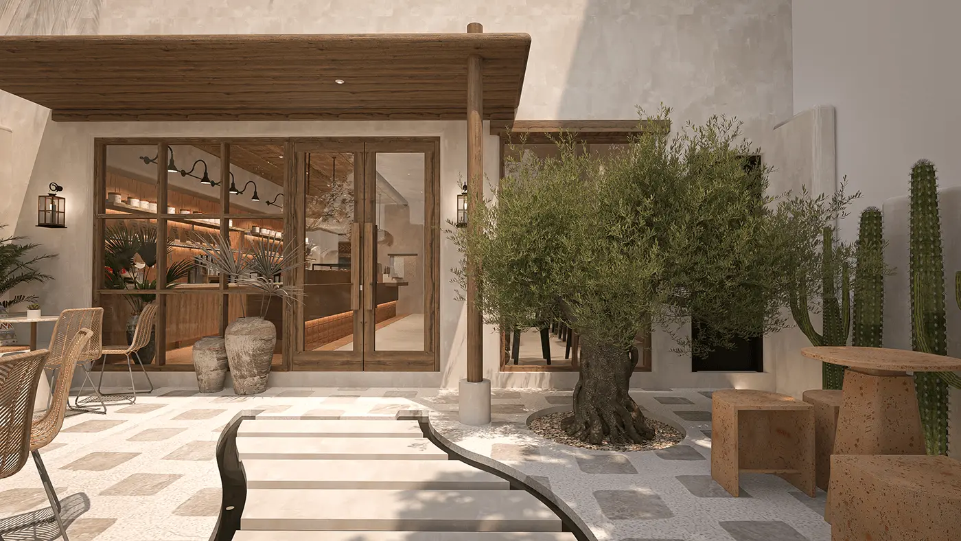 Mẫu trang trí quán cafe cóc nhỏ đẹp phong cách mộc mạc.