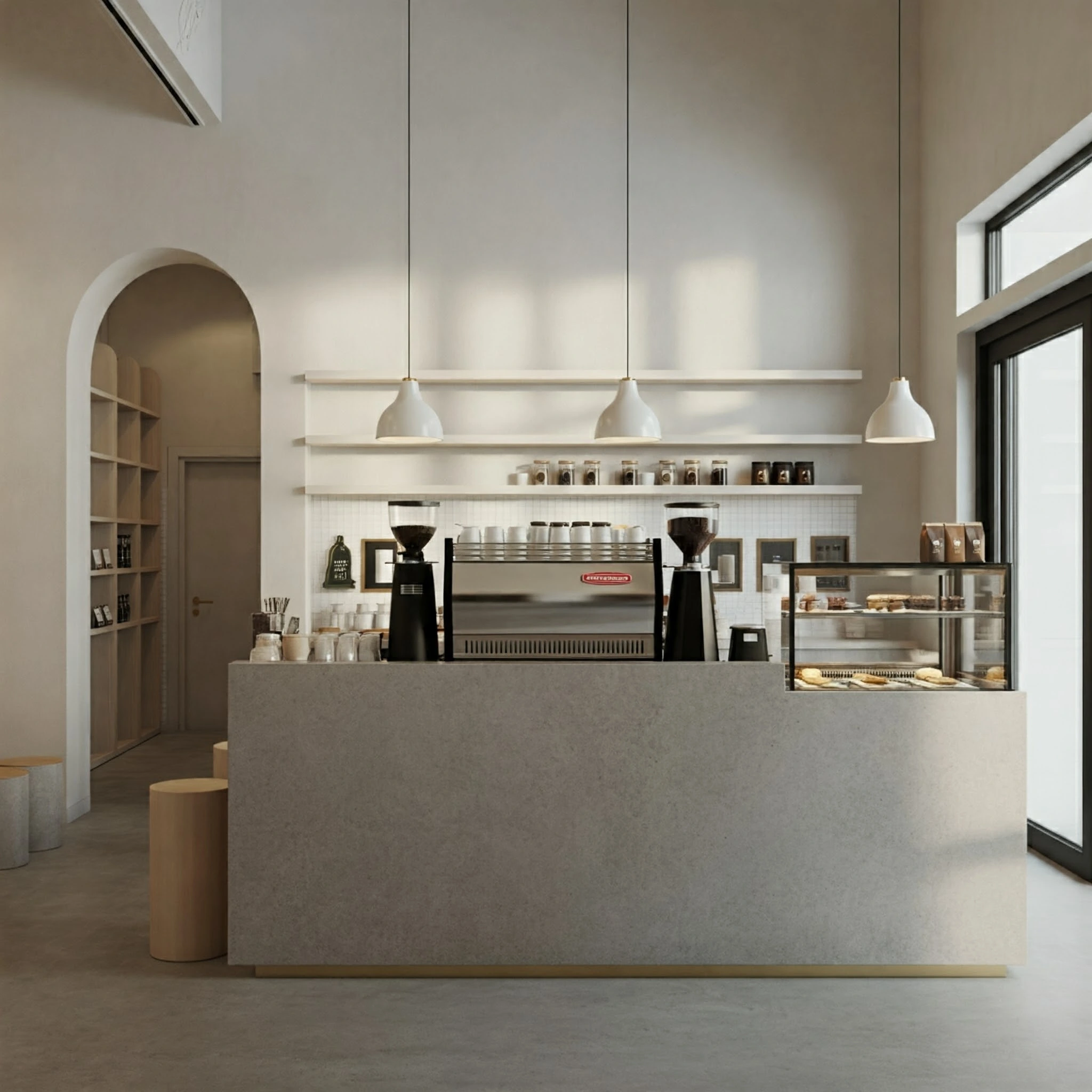 Không gian quán cafe bình dân đẹp với nội thất tối giản.