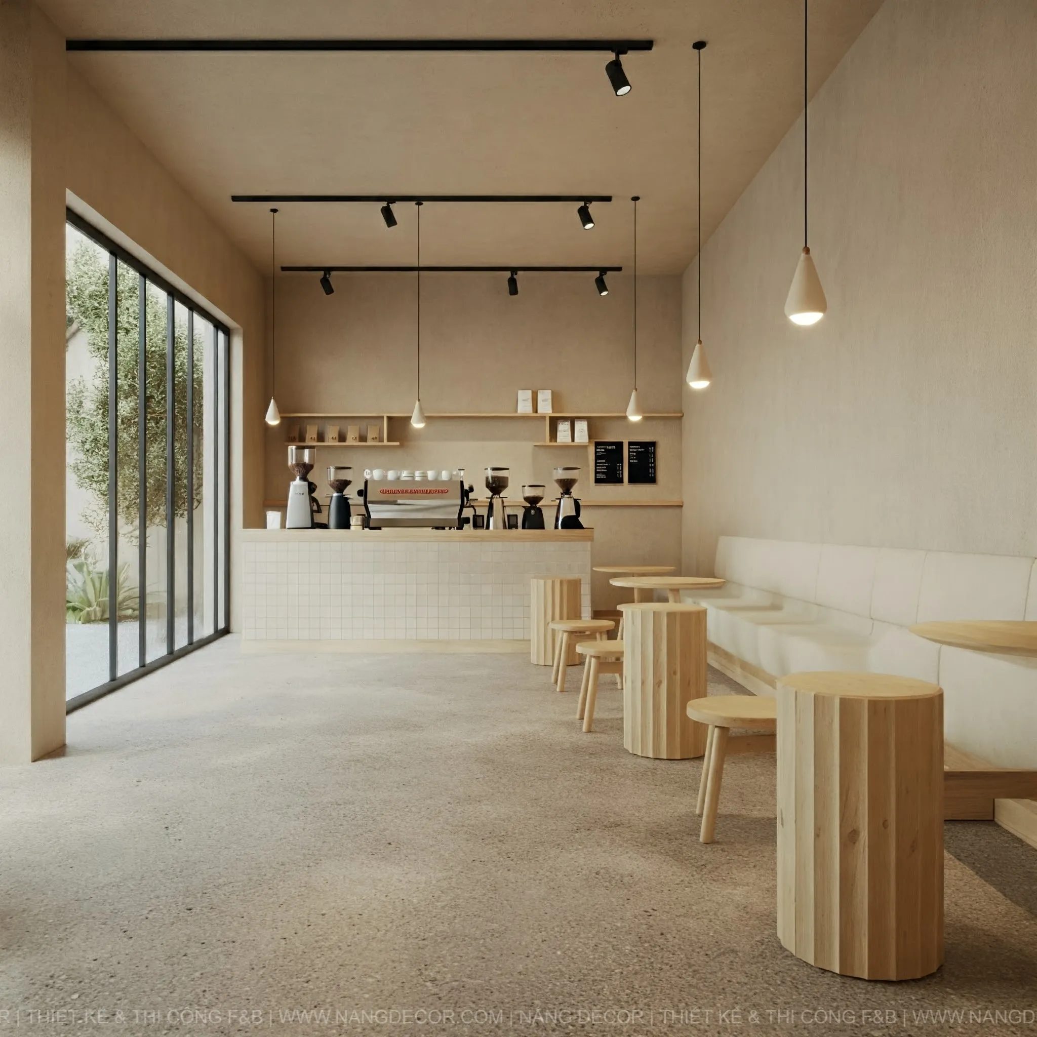 Quán cafe khung thép hiện đại với mặt tiền độc đáo