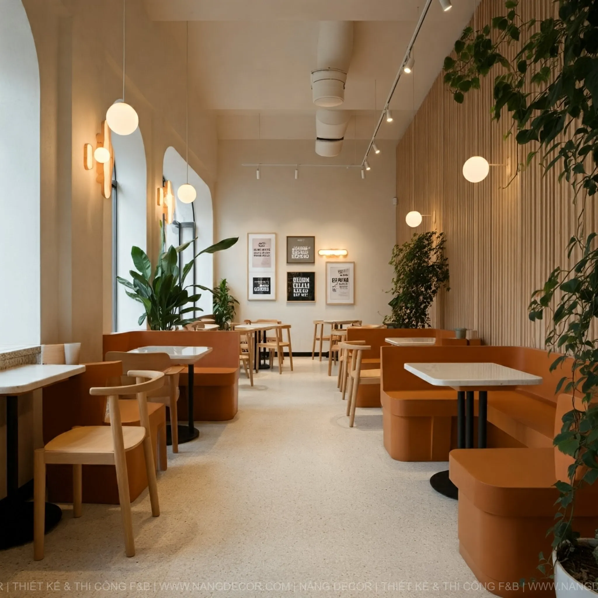 Xu hướng thiết kế quán cafe xanh, gần gũi thiên nhiên.