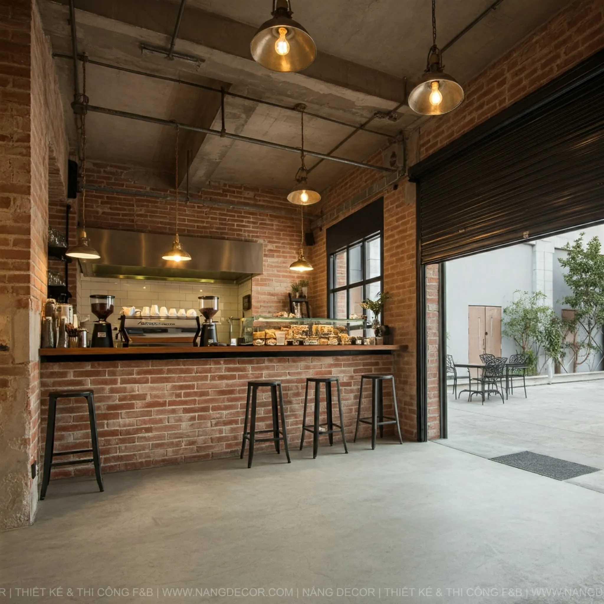 Phối cảnh 3D quán cafe sân vườn phong cách hiện đại gần gũi thiên nhiên