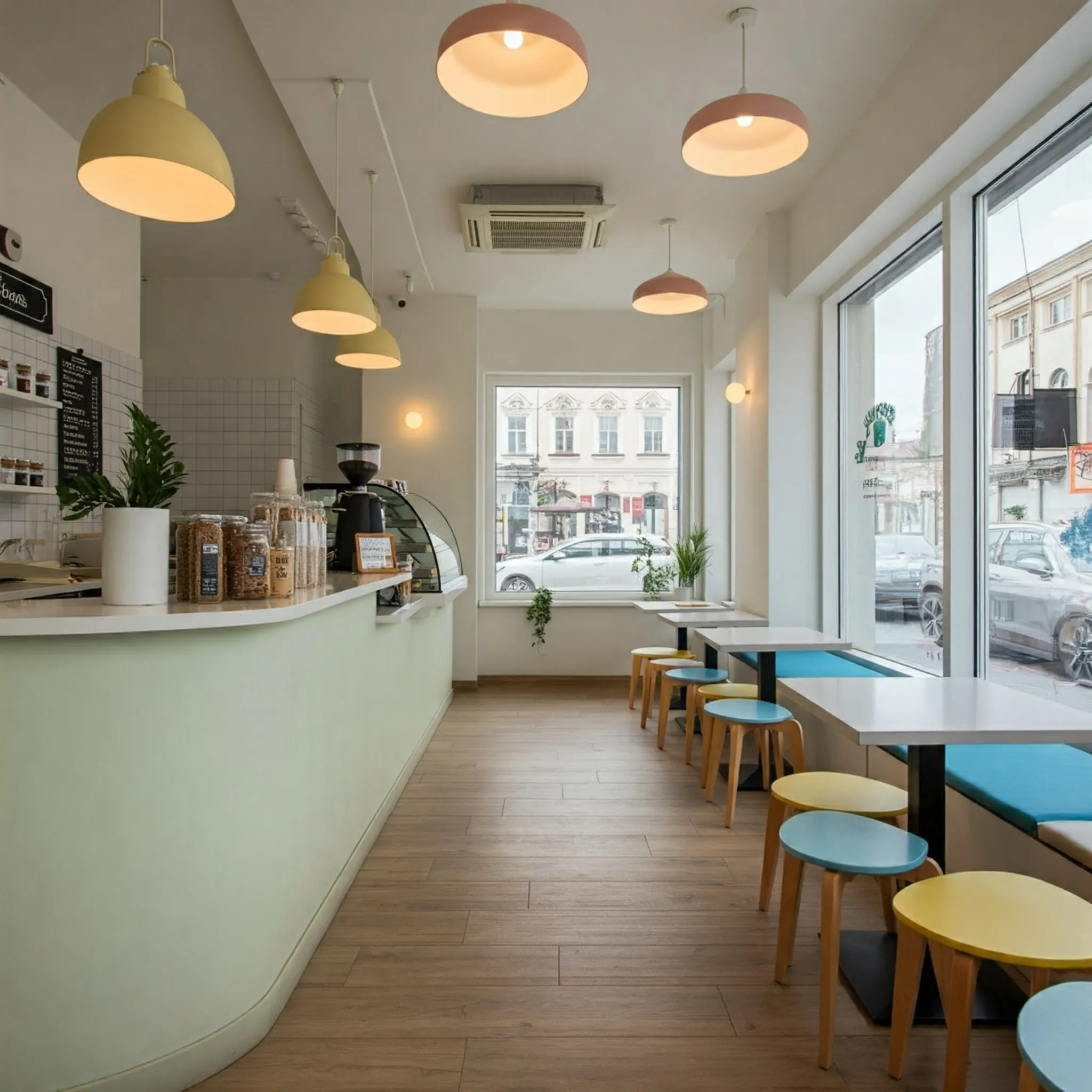 Thiết kế quán cafe nhỏ phong cách tối giản với nội thất thông minh.