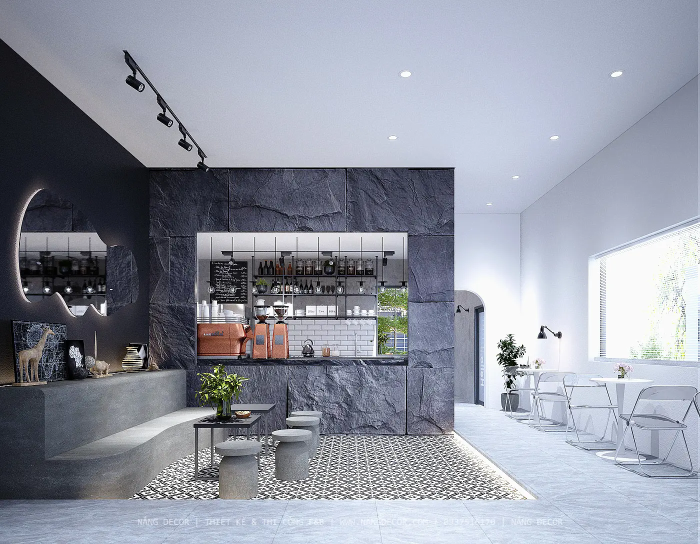 Quán cafe phong cách Scandinavian đơn giản tinh tế.