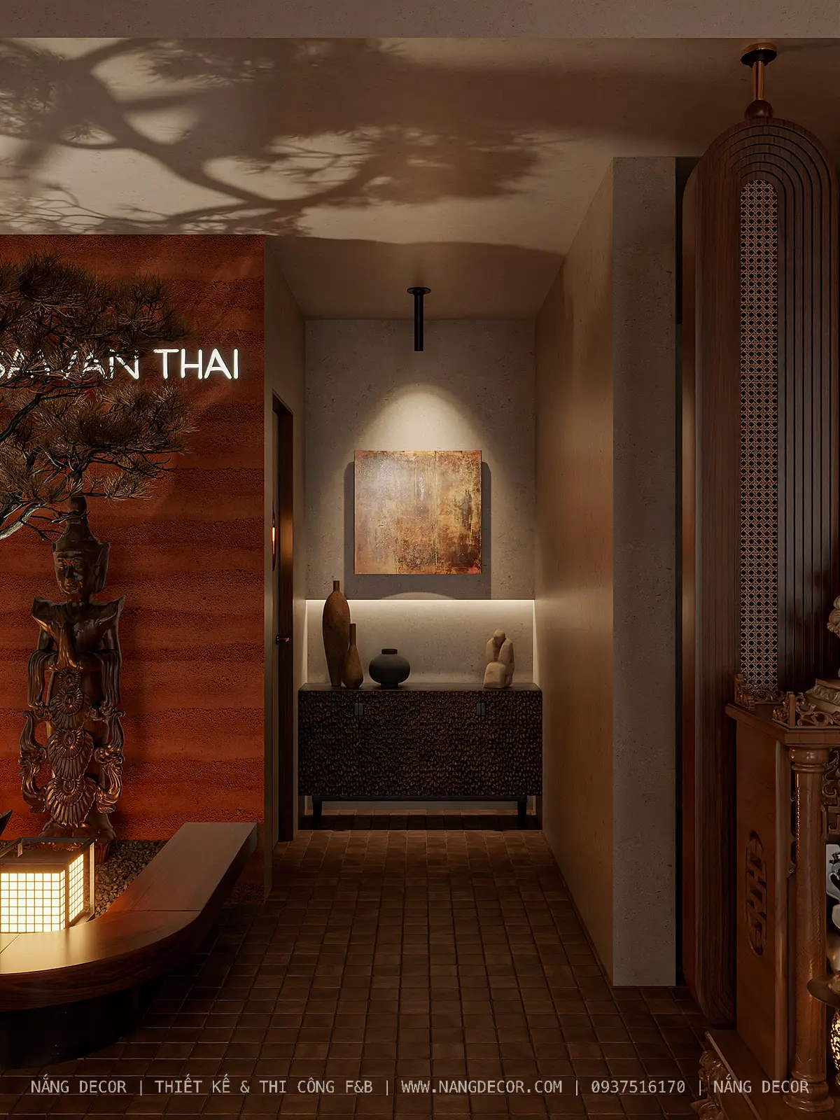 Nắng Decor thi công hoàn thiện nội thất nhà hàng đẹp.