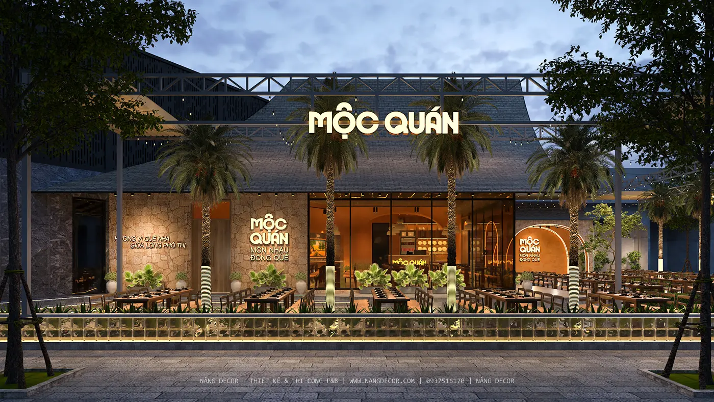 Không gian ăn uống thoáng đãng tại một nhà hàng buffet cao cấp.