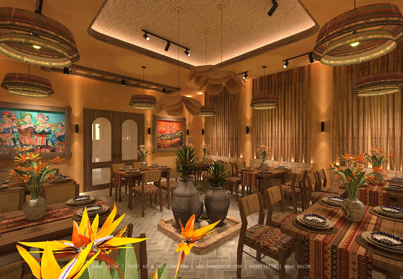 Quy trình tư vấn và triển khai bản vẽ thiết kế nhà hàng ăn uống chuyên nghiệp tại Nắng Decor.