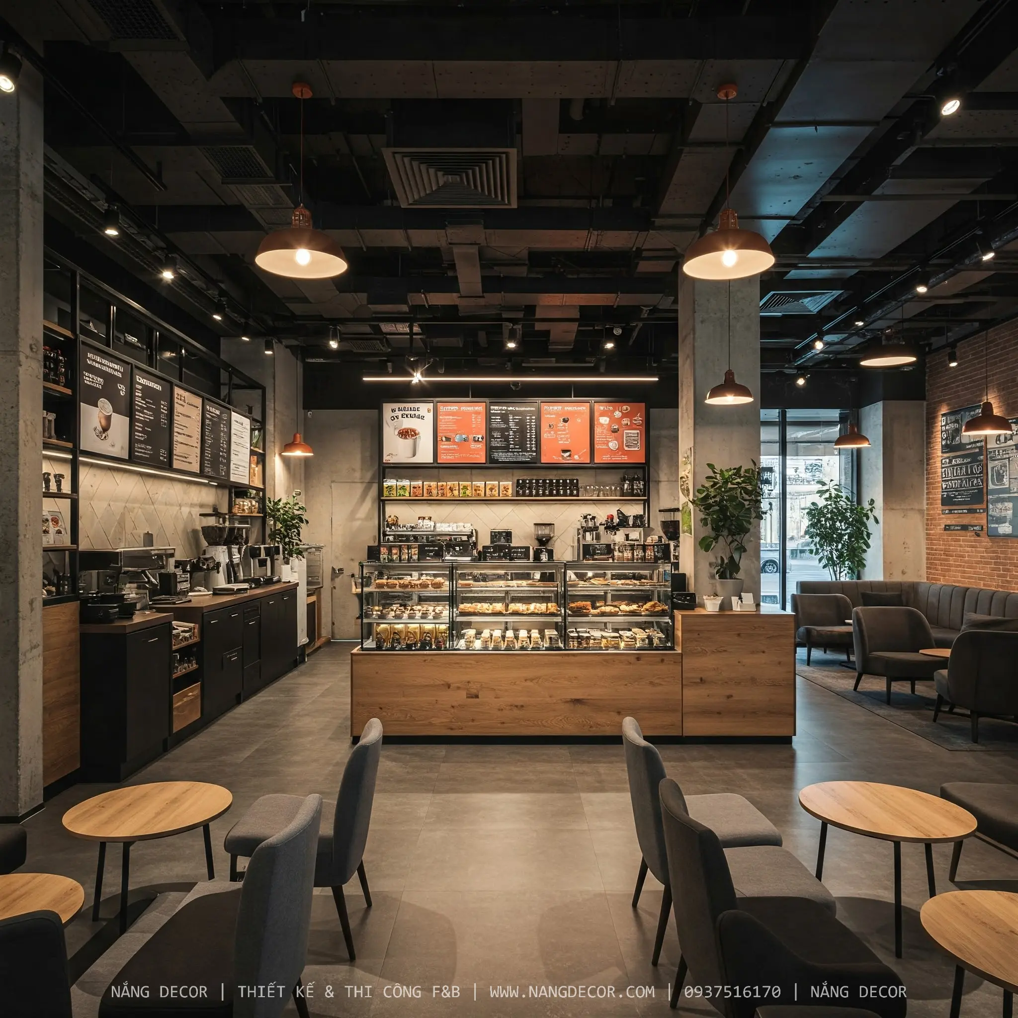 Không gian nội thất quán cafe phong cách vintage ấm cúng.