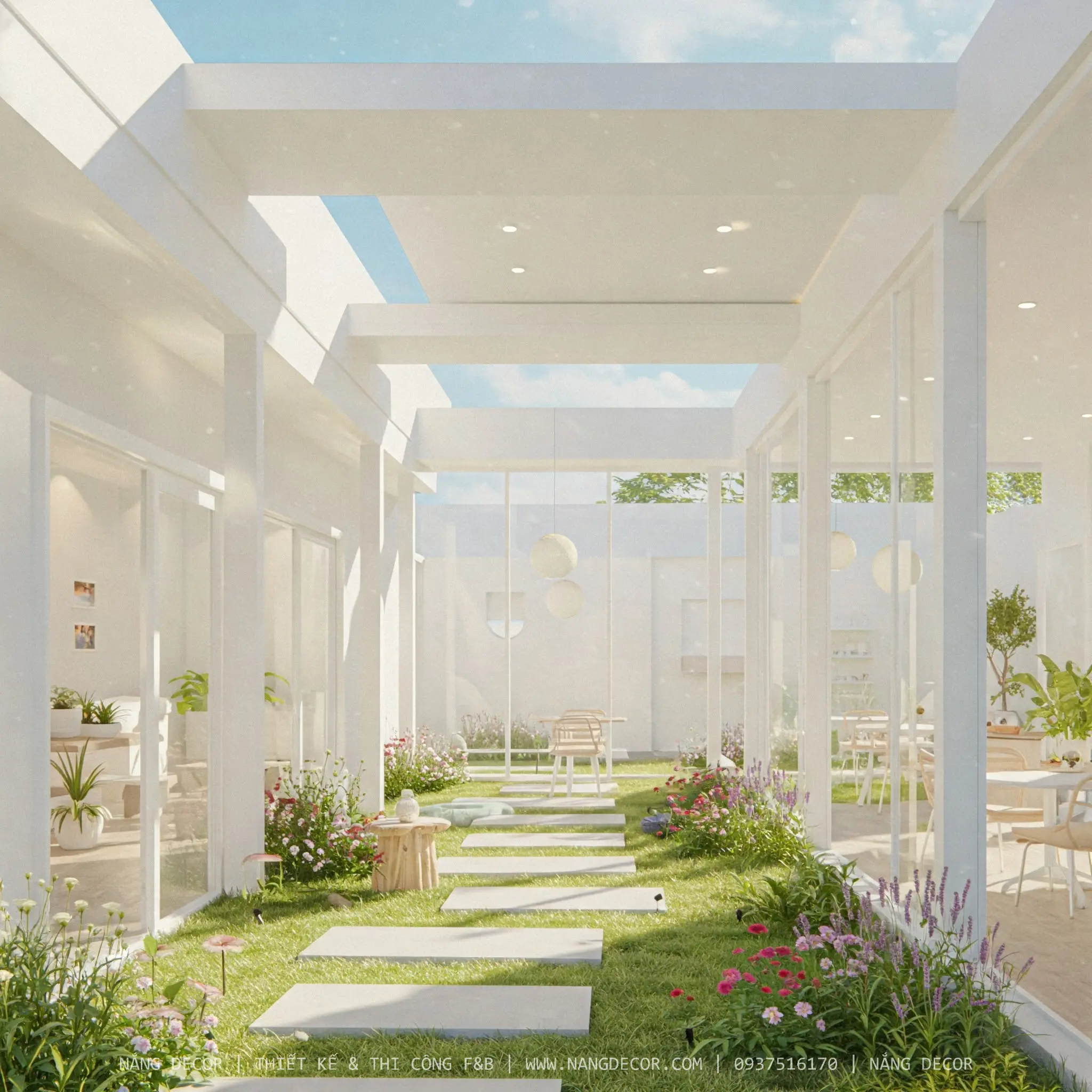 Nắng Decor thi công nội thất quán cà phê chuyên nghiệp.