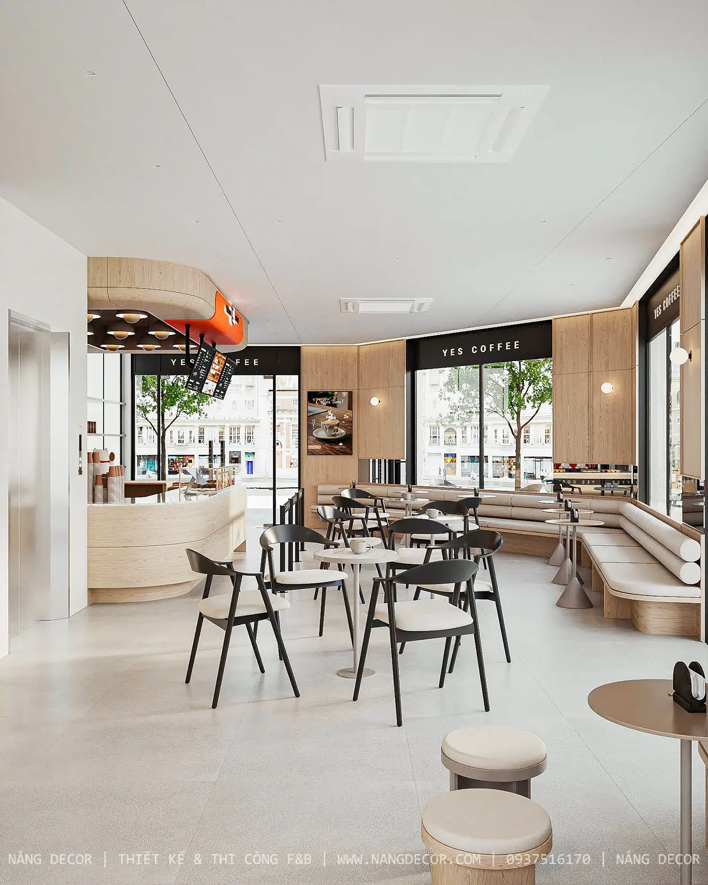 Chi phí thiết kế cafe sân vườn với không gian xanh mát và nội thất gỗ tự nhiên